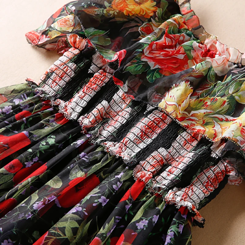 Женское платье с цветочным принтом длинное на бретельках высокого качества