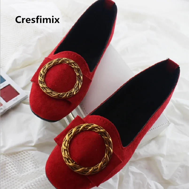 Cresfimix/женские модные милые туфли из флока высокого качества на плоской подошве