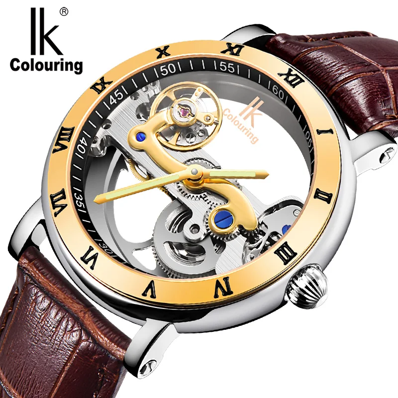 New Design Watches steel Brand Ik Colouring Hollow Automatic Mechanical Watch Men Skeleton Swimming 50M Waterproof | Наручные часы