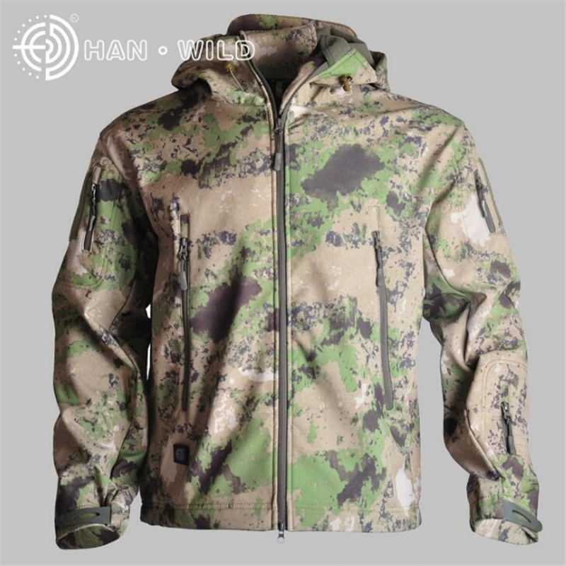 

Spring Autumn Men's Military Camouflage Fleece Jacket Waterproof Army Tactical Clothing Multicam Male Camouflage Windbreakers