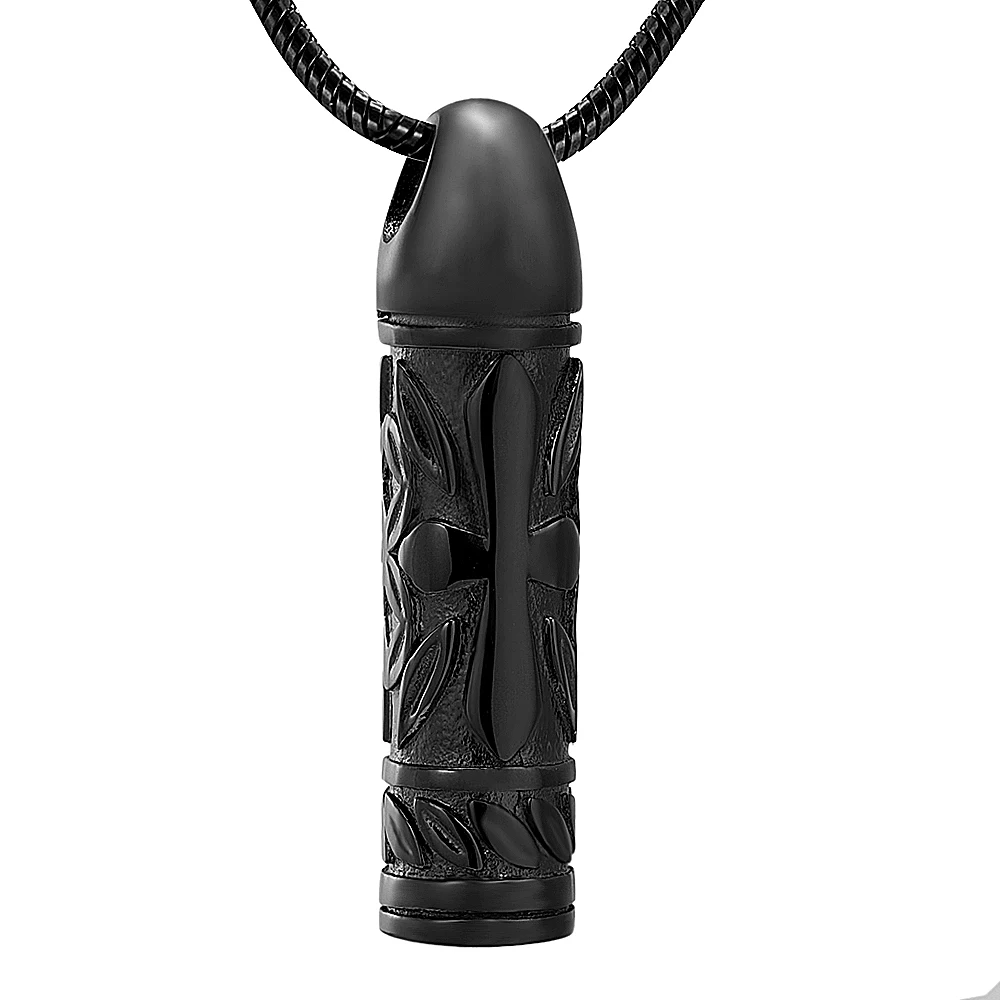 

KSJ11940 Bullet Locket Cool Men Necklace to Hold Loss Love Ashes Keepsake Screw Cremation Pendant Stainless Steel Jewelry