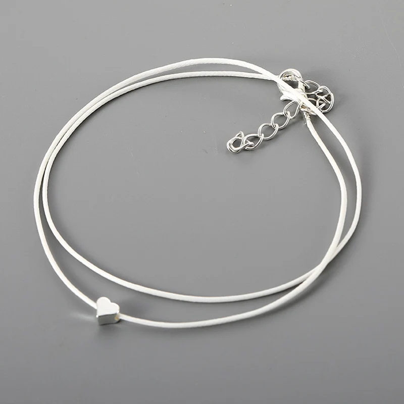Bohemian Beach Heart-shaped Multi-layered Anklet Bracelet Silver Color Link Chain Barefoot Jewelry Women Foot | Украшения и