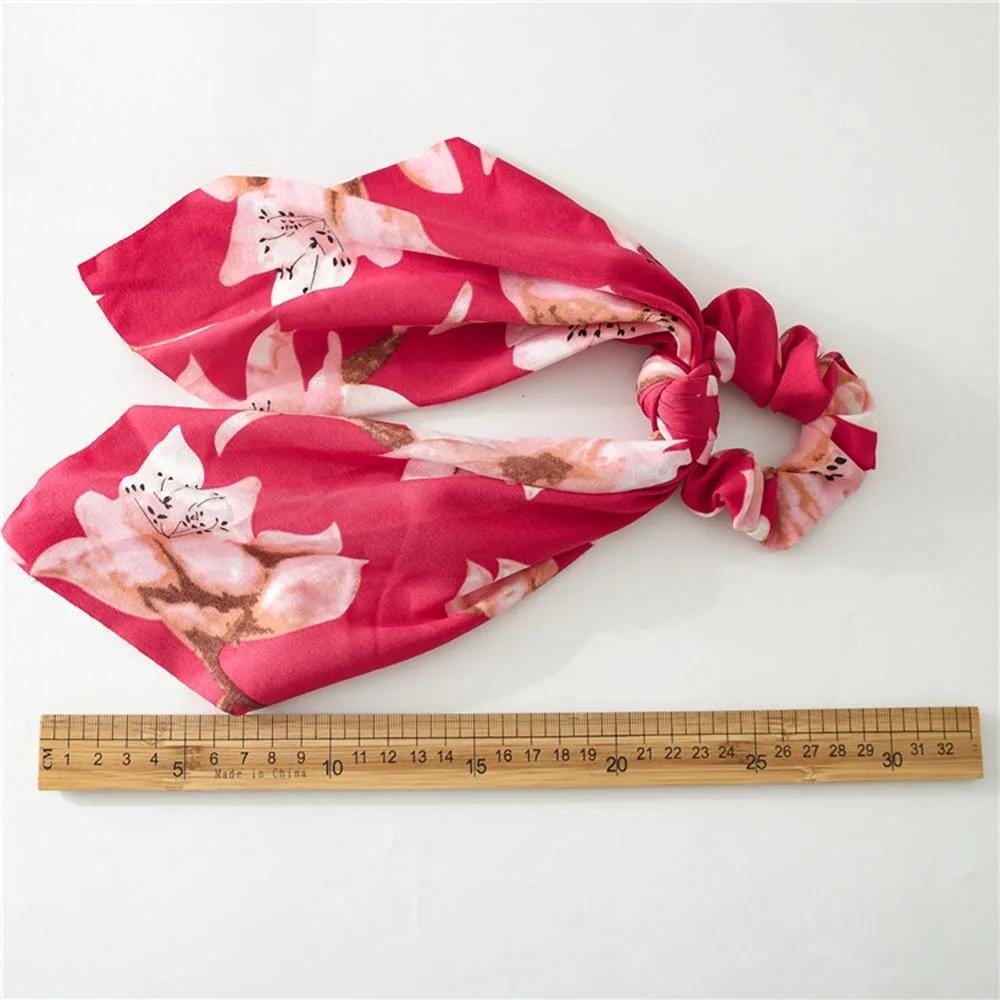 Женские резинки для волос с бантом летние эластичные цветочной лентой заколки