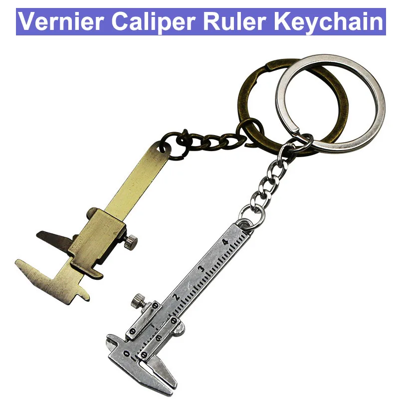 

1pcs Metal Movable Vernier Caliper Ruler Model Keychain Mini Vernier Caliper Keychain Car Turbo Key Chain Gauge Tool