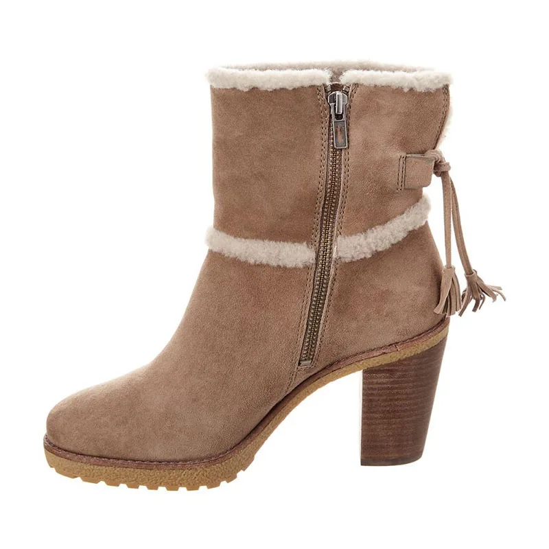 Зимние женские ботинки из флока для взрослых женская обувь на молнии с круглым