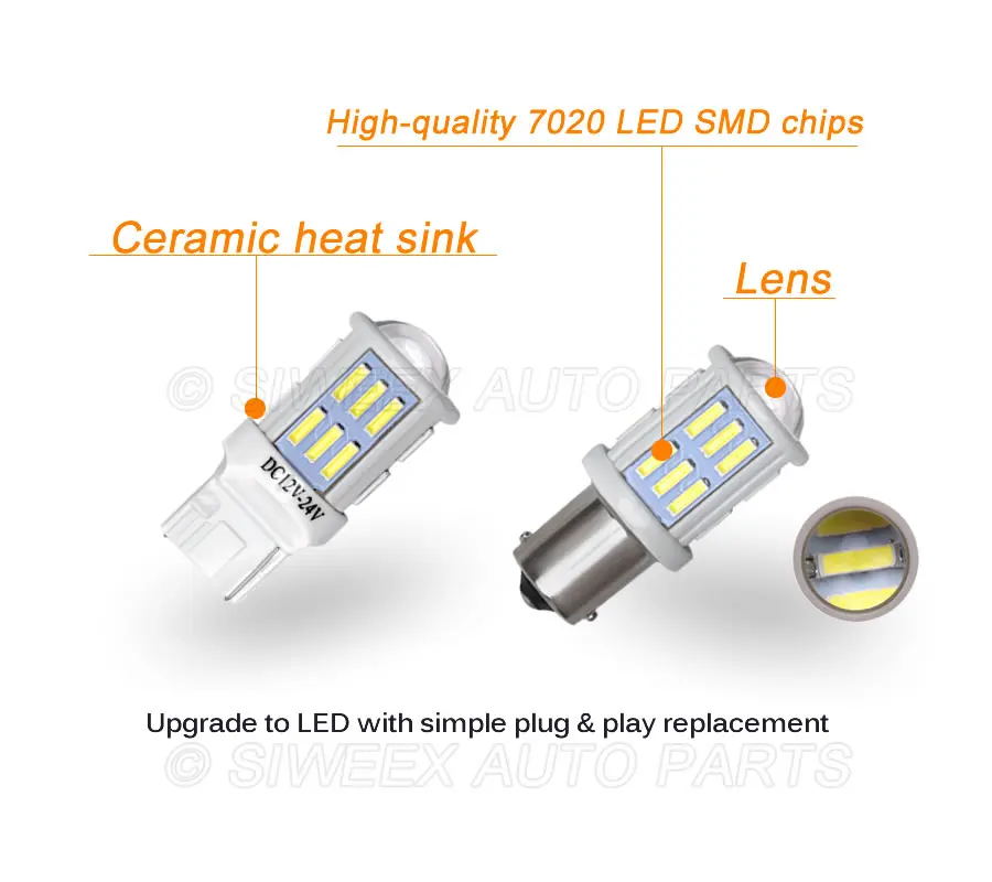 1156 BA15S 1157 BAY15D 7440 Авто Светодиодный лампочки 27 SMD 7020 керамические тормозные
