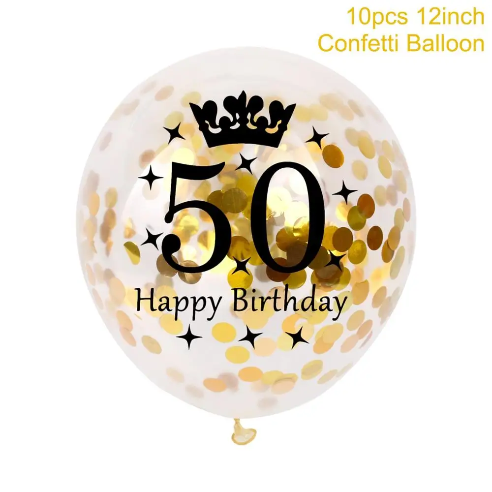 confetti 50 black 10pcs 12inch Happy Birthday Balloon 30 40 50 60 Anniversary Latex Balloons Wedding Anniversary Decor Birthday Supplies - Цвет: confetti 50 black