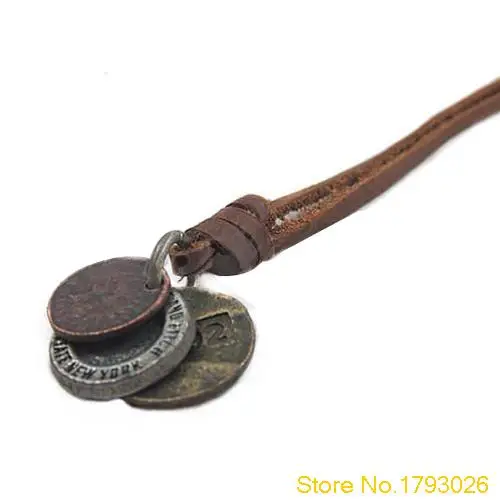 Модное мужское очаровательное колье унисекс с кулоном из 3 монет ожерелье