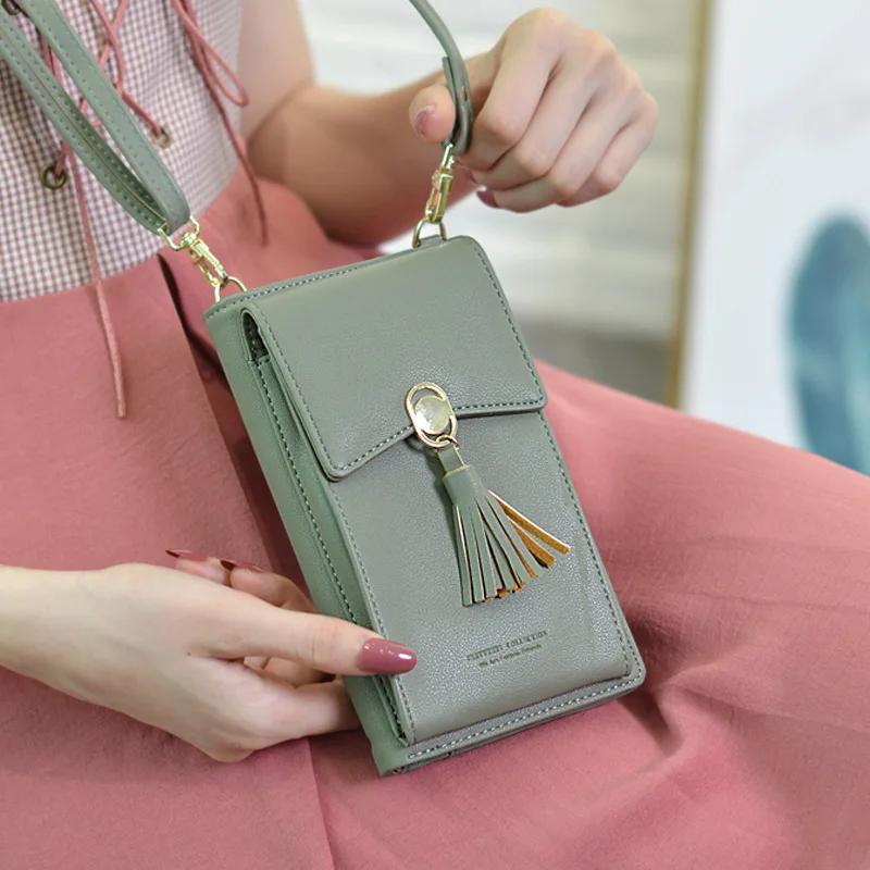 

Women's Shoulder Strap Bag PU Leather Tassel Wallet Hasp Phone Pocket Crossbody Bag Multi Card Messenger Bag Ladies Mini Handbag