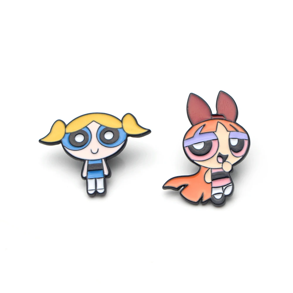 P2449 Dongmanli мультфильм милый Powerpuff девушки металлические эмалевые, на воротник булавка нагрудные значки ювелирные изделия брошь дети подарки аксессуары