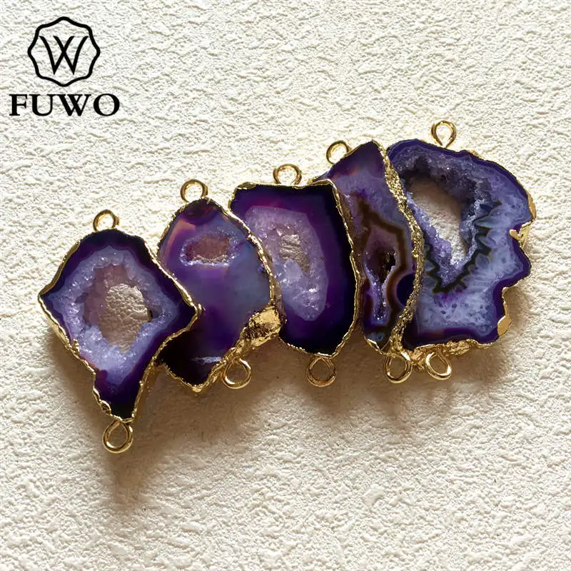 Соединитель FUWO из натурального Друза и агата с золотым покрытием модный
