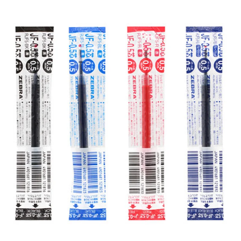 Zebra JF 0.5/JF 0.4 12 шт./лот гелевые заправки для Sarasa черные/синие/красные письменные