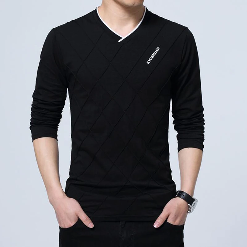 Футболка мужская с длинным рукавом повседневная тенниска из хлопка в полоску