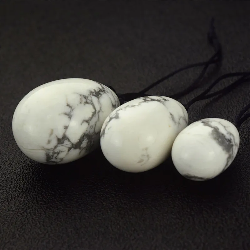 Natural White Howlite Yoni Egg Set Drilled Kegel Exercise Pelvic Floor Muscles Vaginal Tighten BallMassage Relaxation |