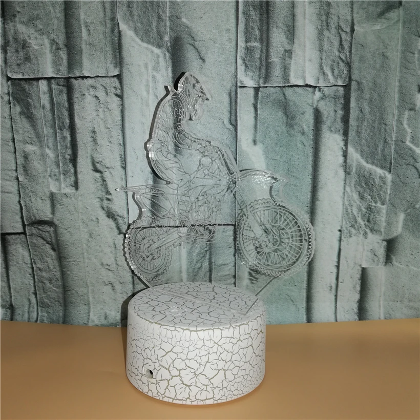 Новый мотоциклетный ночник с трещинами и 3D иллюзией USB 7 цветов мигающий