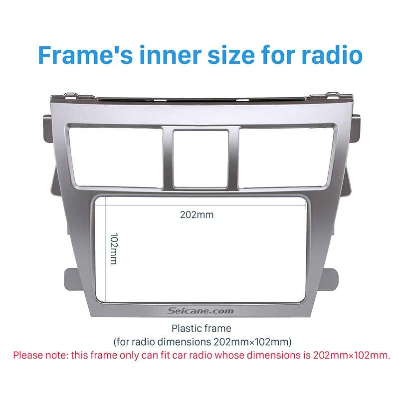 Seicane Car Radio Frame for 2008 Toyota Vios Refitting Kits Fabulous 202*102mm Double Din Fascia Cover Trim DVD panel No gap | Автомобили