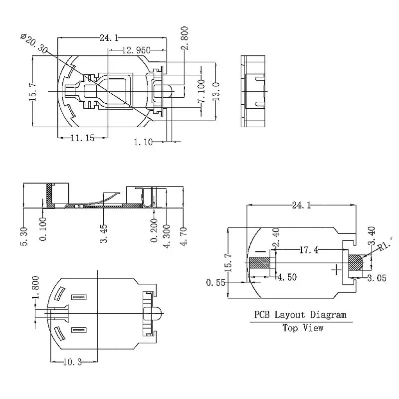 20шт белый корпус CR2032 SMD Кнопка держатель сотового телефона разъем для батареи