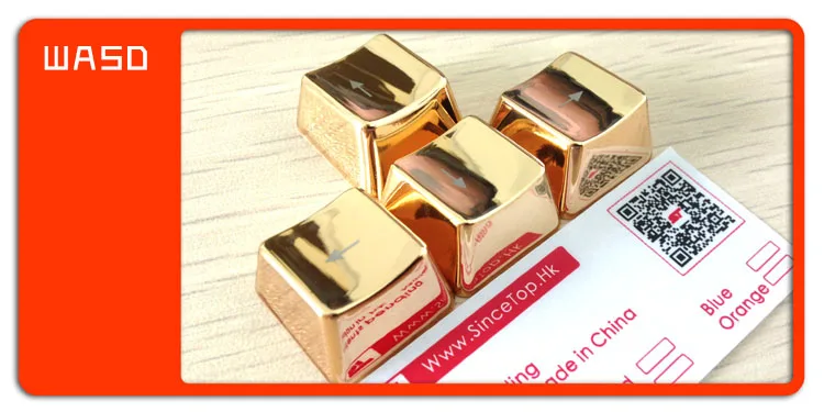 Golden WASD Крышка ключа из цинкового сплава для механической клавиатуры MX Axis Серебристые/золотистые металлические клавиши на клавиатуру Keypress WASD QWERASDF ARROW 37key - Цвет: Golden WASD
