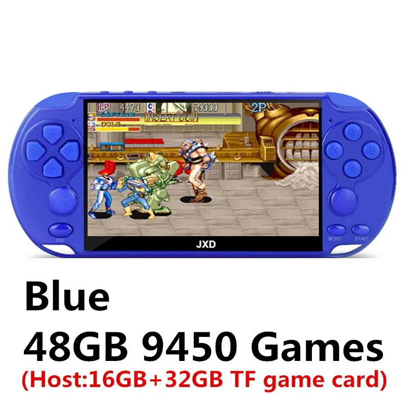 Blue 48GB9450 games Новая JXD 5,1 дюймовая игровая консоль 48 ГБ, встроенный в 9450 игр для aracde neogeo/cps/gba/gbc/GB/snes/nes/smd mp3mp4 плеера DV/DC - Цвет: Blue 48GB9450 games