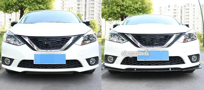 Для Nissan Sentra- ABS яркий черный Передний бампер Накладка 3 шт