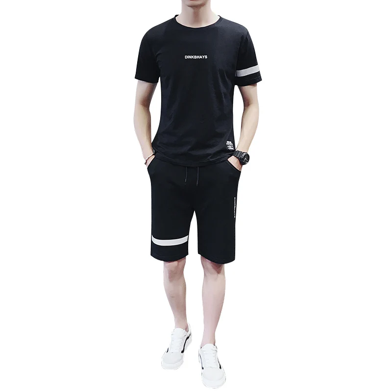 2018 брендовый костюм из 100% хлопка мужские летние комплекты повседневные