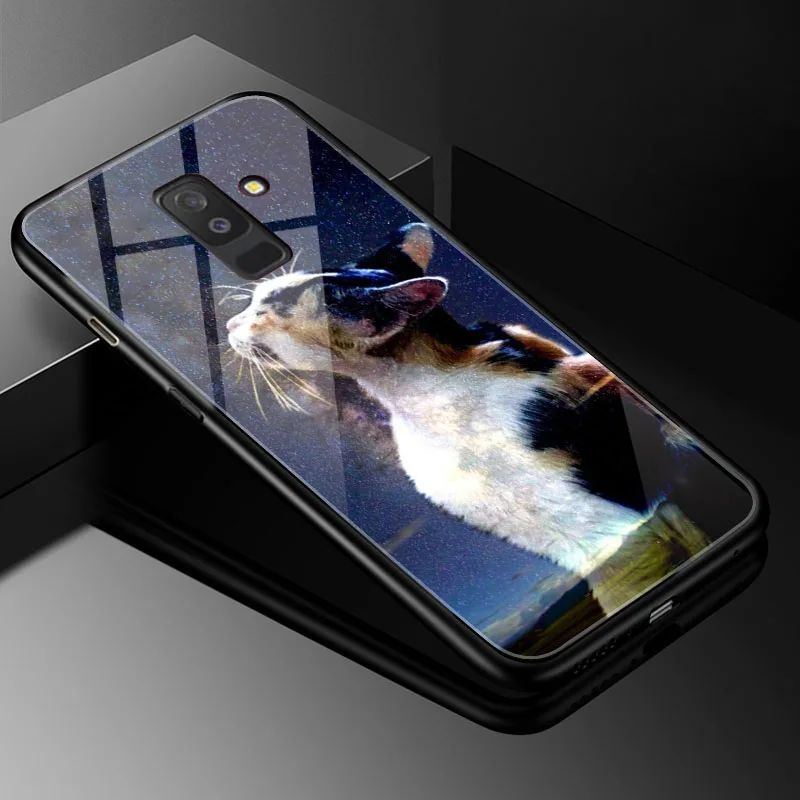 DIY фото настроить чехол для телефона Coque samsung Galaxy J2 PRO закаленное стекло крышка для samsung Galaxy J3 J4 J6 J7 J8 - Цвет: BLK-2