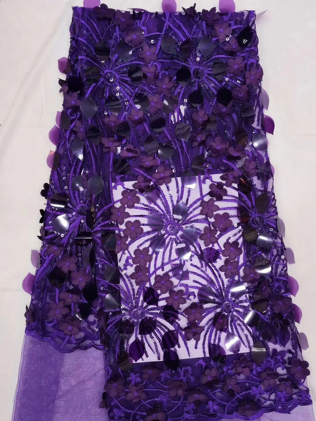 Африканская кружевная ткань Новое предложение Вышитое платье из тюля с 3D пайетками Зеленые Леди FJ32701 on.