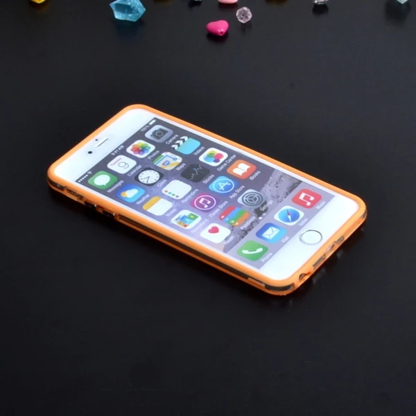 orange Гибридная средняя Прозрачная защитная рамка Tpu бампер для Iphone 6 Plus/6s Plus 5," мягкий силиконовый бампер чехол - Цвет: orange