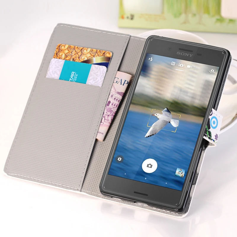 Чехол для телефона из ПУ кожи с откидной крышкой и бабочкой sony Xperia XA z1 z2 Z3 Z4 Z5 Compact M2