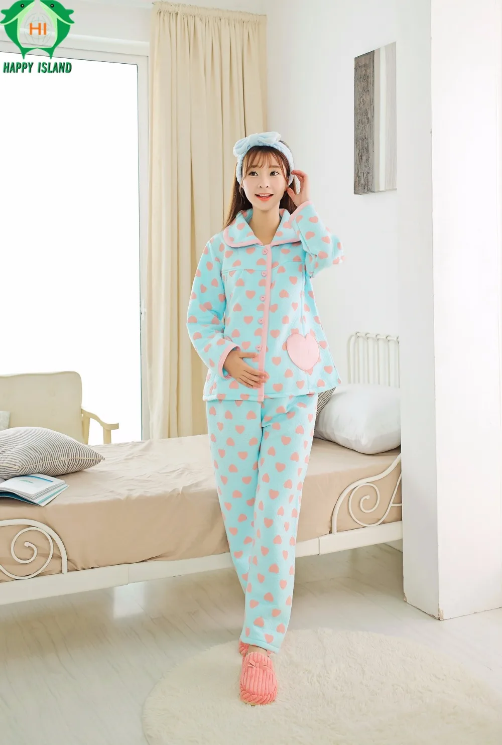 Happyisland Femme enceinte пижамы Зима Maternidade грудного Вскармливания Пижамы Для женщин hamile gecelik Vestidos Pijama для Беременность