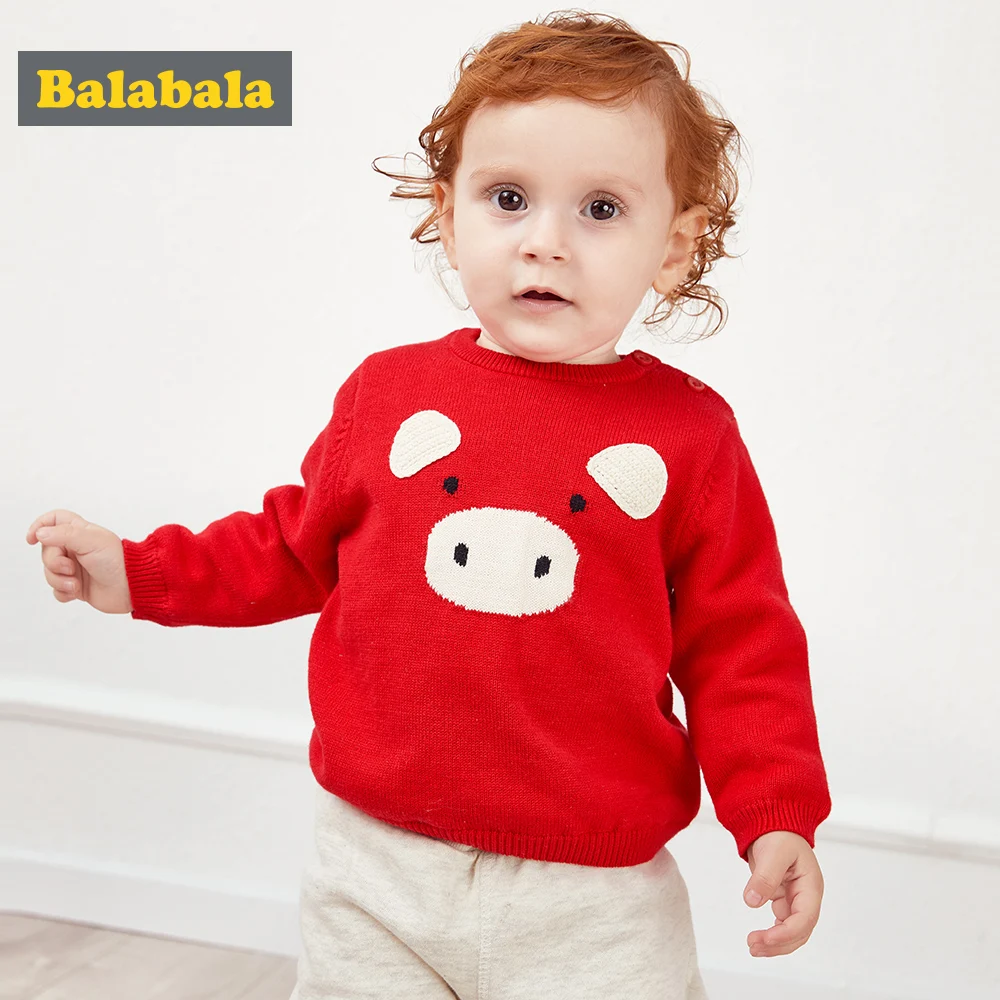 Balabala Baby Graphic Soft Knit Sweater Infant Newborn Boys Girls 100% Cotton Tops Clothes Clothing Open Shoulder |