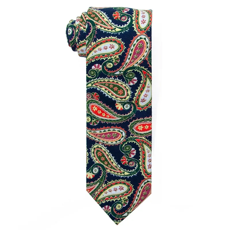 PCT-025 Cotton Tie Портной Смит 7,5 см с принтом Пейсли Цветочный Хлопок Галстуки Мода дизайнер Красочные Пейсли цветок галстуки галстук для мужчин свадьба - Цвет: PCT-025 Cotton Tie