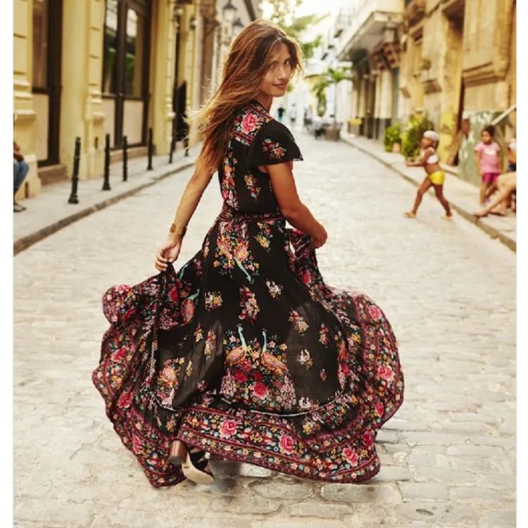 Женское летнее платье с цветочным узором в стиле ретро Обувь винтажном С принтом