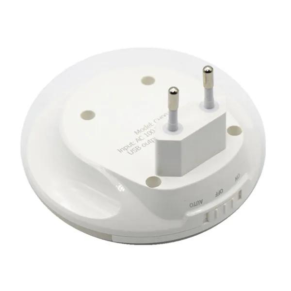 EU plug Ночной светильник с датчиком usb, зарядная розетка, светодиодный, 110 В, 220 В, автоматический ночник, интеллектуальный, теплый, белый, для внутреннего освещения, спальни - Испускаемый цвет: EU plug