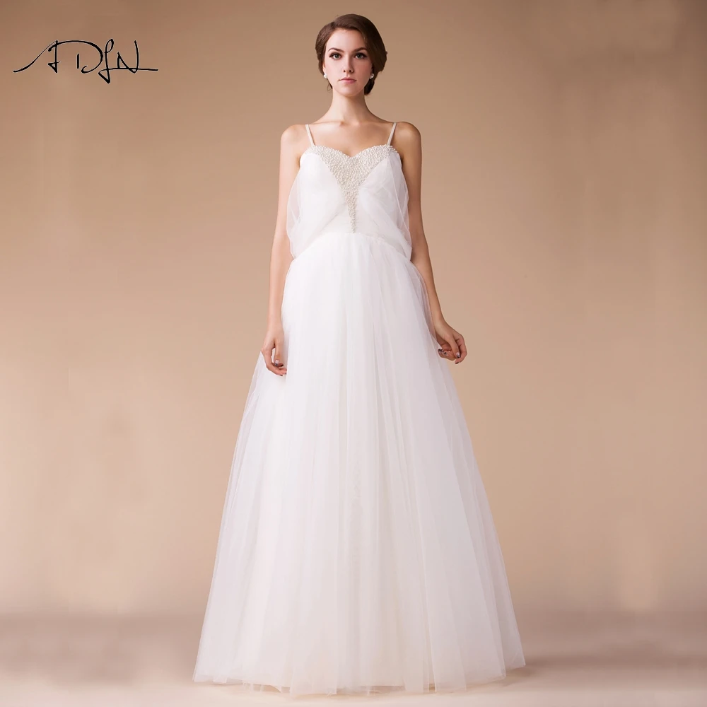 ADLN 2019 платье принцессы невесты с жемчугом на тонких бретельках мягкий тюль