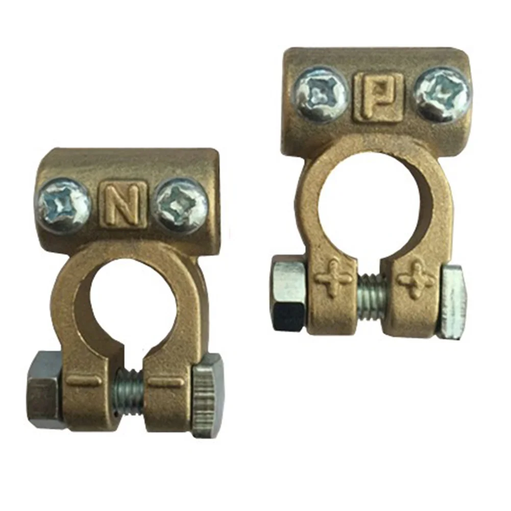 2PCS Auto Plated Negative Car Battery Terminals Screw Clamps Brass Cable Metal Universal Connection Positive | Автомобили и