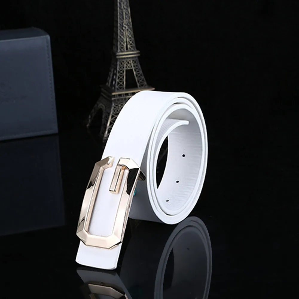 Мужской кожаный ремень роскошный для мужчин новинка 2018 модный белый Прямая