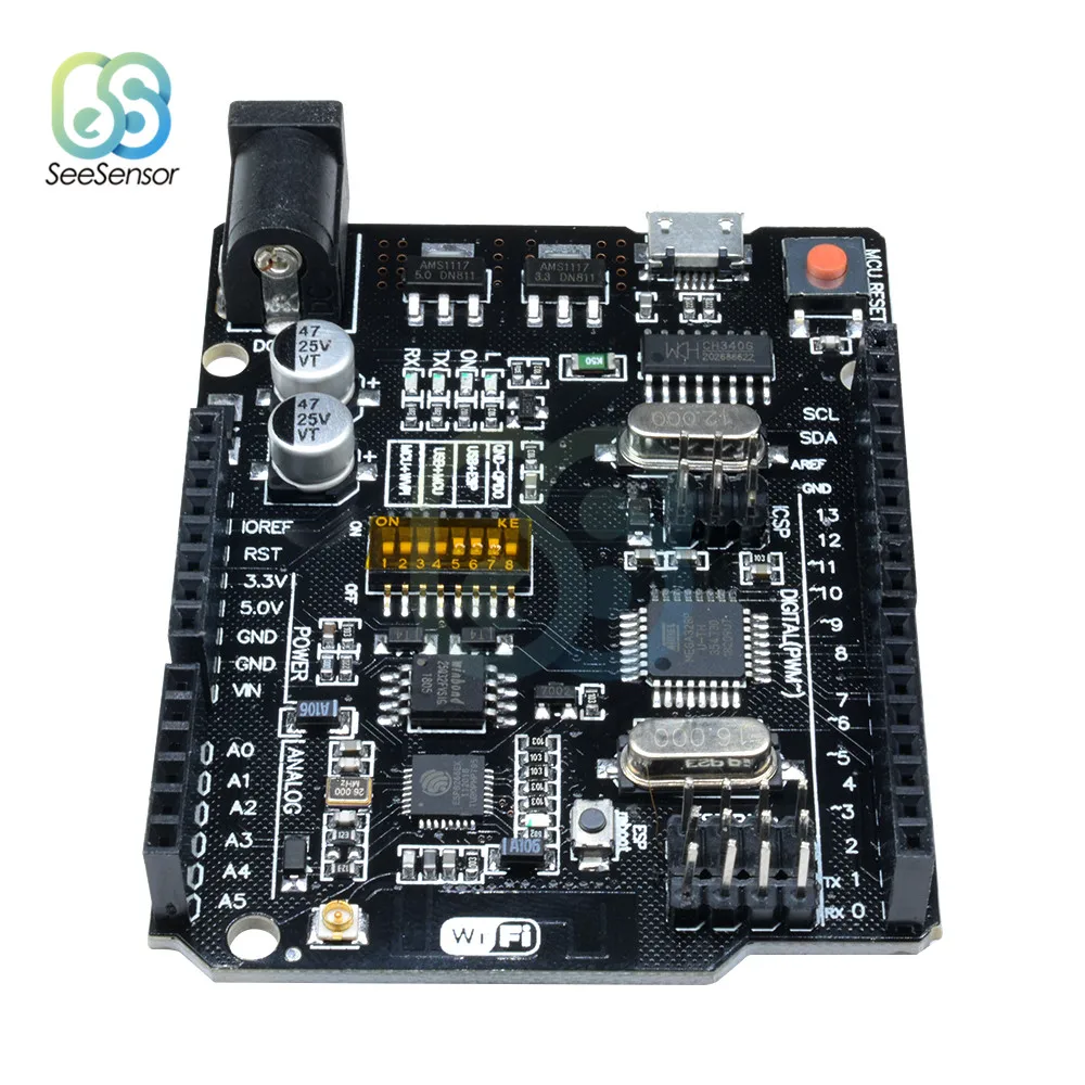 WiFi UNO R3 ATmega328P ESP8266 (32 Мб памяти) USB TTL CH340G основная плата для Arduino NodeMCU|Детали и