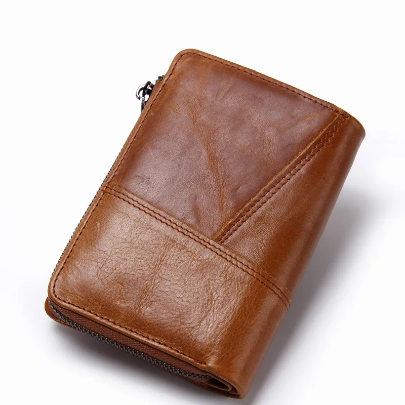 Men's Wallet Genuine Leather Cowhide Casual Zipper Patchwork Clutch Money Bag Business Card Holder Case Small Coin Purse | Багаж и