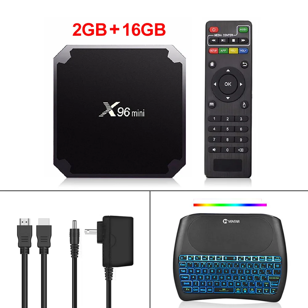 VONTAR X96mini Android 7,1 Smart tv BOX 2 Гб 16 Гб четырехъядерный процессор Amlogic S905W 2,4 ГГц WiFi X96 мини 1 ГБ 8 ГБ ТВ-приставка Android 9,0 - Цвет: 2G 16G and D8