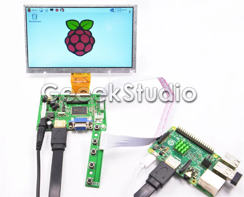 7 дюймовый ЖК дисплей 800*480 с платой драйвера HDMI VGA 2AV для Raspberry Pi 3 / 2 Model B|lcd hdmi vga|display