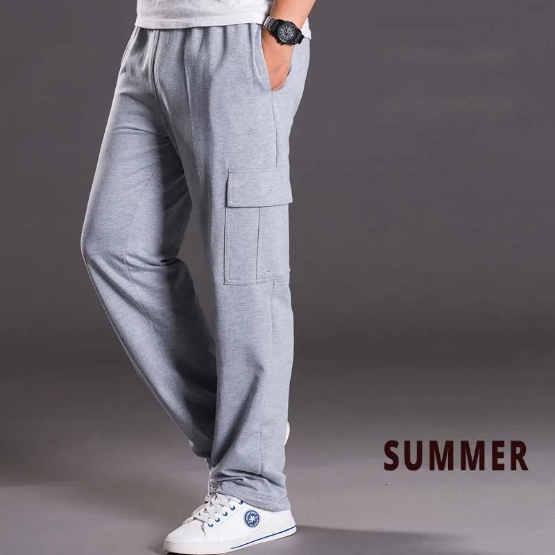 Summer Light Gray Для мужчин s тренировочные штаны теплая уличная Свободные мешковатые джоггеры осенне-зимние штаны хип-хоп шаровары флис пот Штаны Для мужчин одежда - Цвет: Summer Light Gray