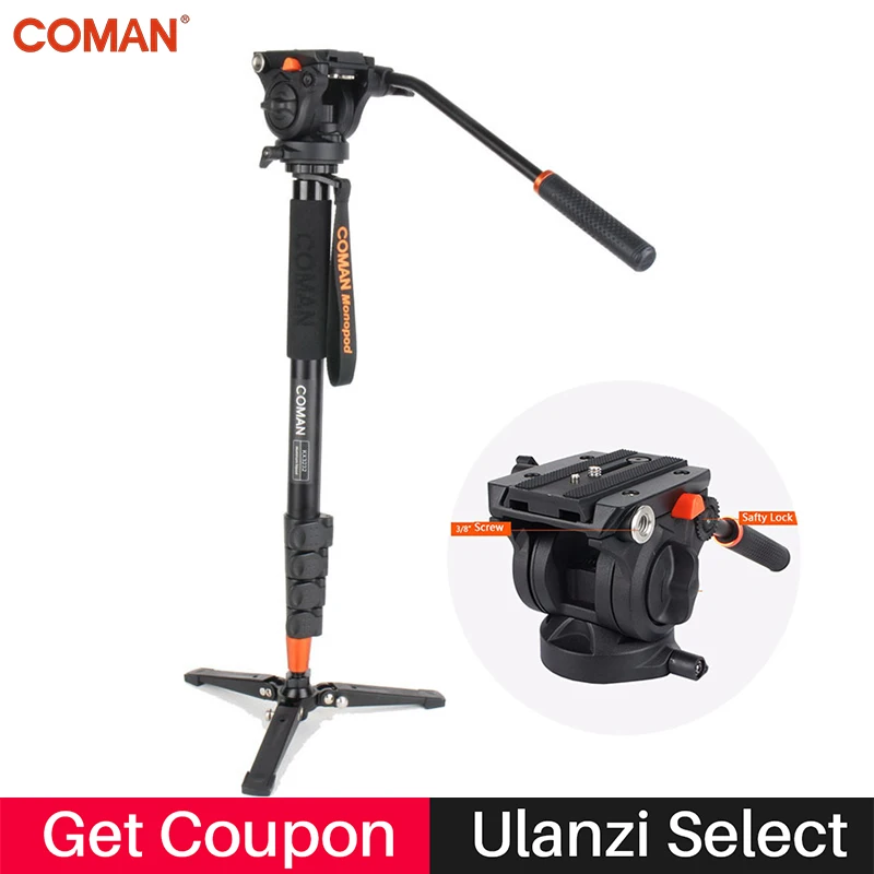 Coman фото камера штатив алюминиевый монопод подвижная видеокамера головка с тремя