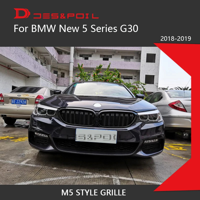 Черная сетчатая Решетка переднего бампера для BMW 5 серий G30 M5 Style двойная планка