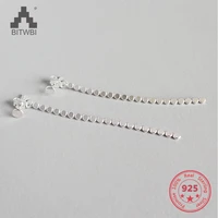 2018 flat beads long earrings 925 sterling silver earrings for women tassel earrings wedding jewelry