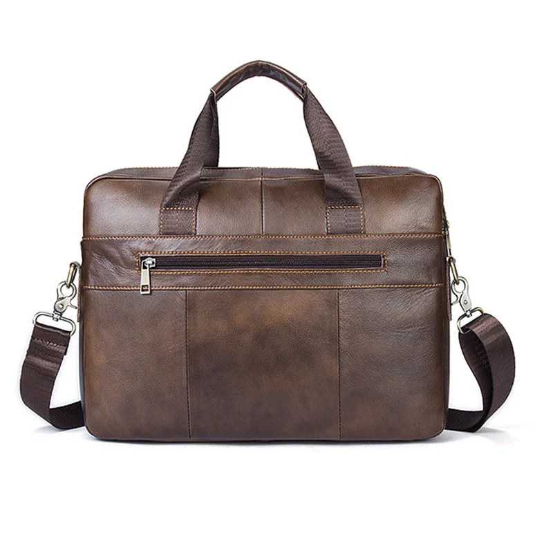 Men Briefcases Genuine Leather Fashion Shoulder Crossbody Messenger Bolsa Business Travel Laptop Note Pad Male Multi-Pocket Gift