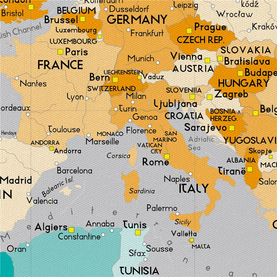 Карта Африки имеет яркие цвета четкое изображение география печать на холсте