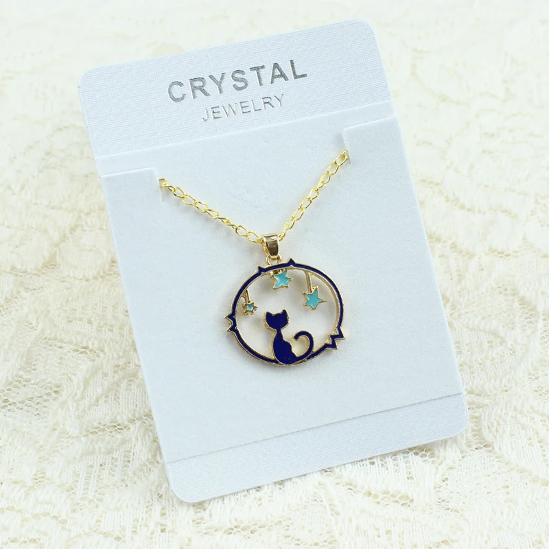 Полые подвесные ожерелья с животными Lucky Cat Moon Star ожерелье в виде кошки подарок