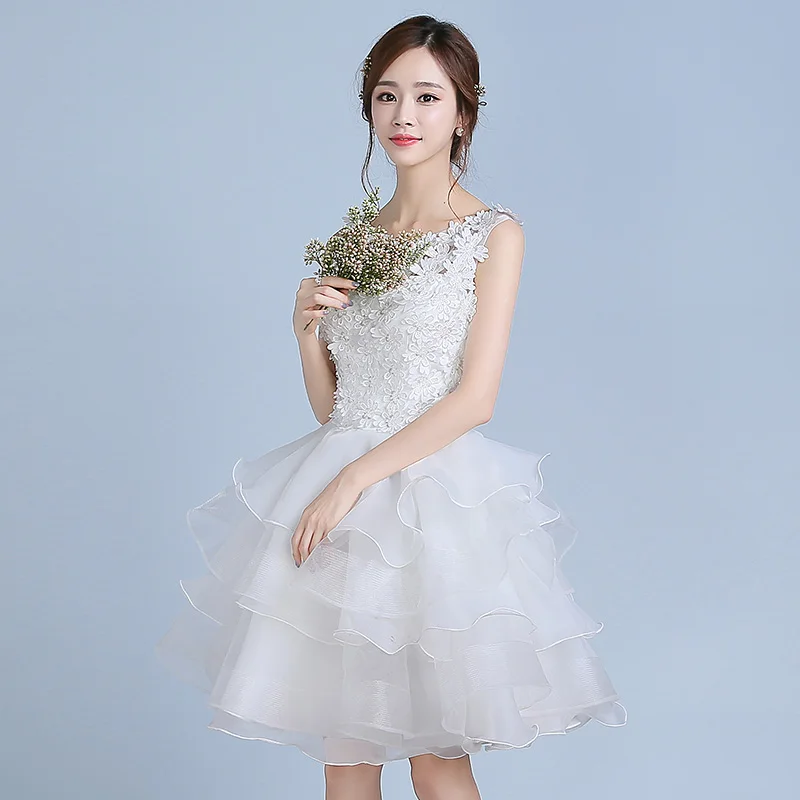 Новинка белое короткое платье до колен для девушек и женщин принцессы подружки