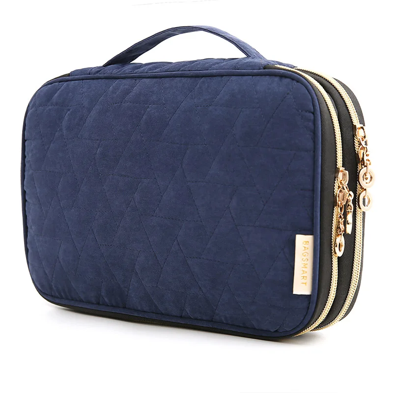 Blue BAGSMART, женские дорожные сумки, двойной слой, держатель для ювелирных изделий, ожерелье, браслет, серьги, кольцо, сумка для часов, органайзер для ювелирных изделий, чехлы - Цвет: Blue